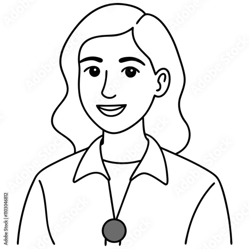  woman with lavalier microphone on shirt