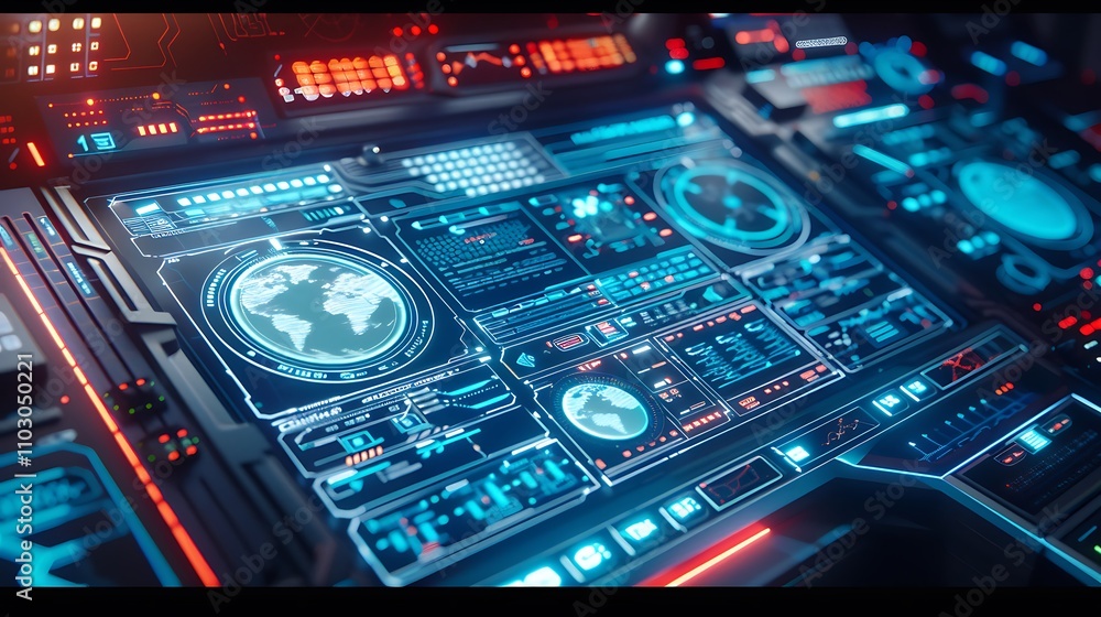 Fototapeta premium Futuristic Interface with Global Data Display