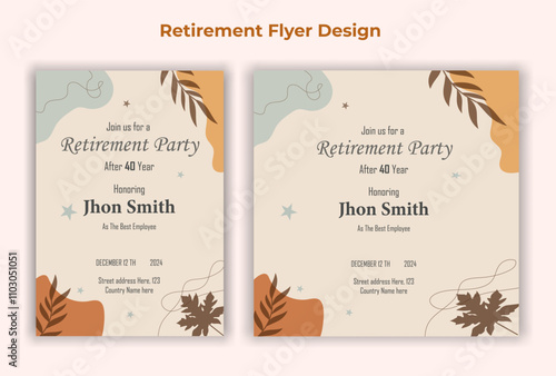 Retirement party invitation  flyer design template
