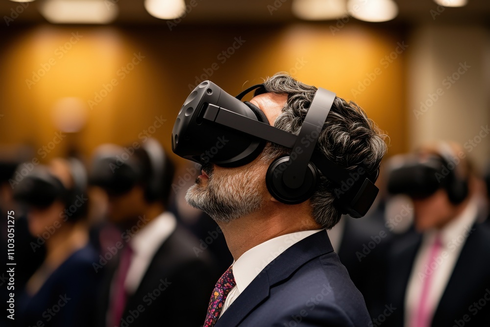 Budget Opportunity Expansion concept. Participants immersed in virtual reality during an event. Budget Opportunity Expansion concept. Participants immersed in virtual reality during an event.