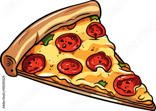 Illustration of Pepperoni Pizza Slice