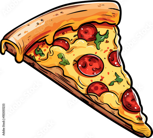 Illustration of Pepperoni Pizza Slice