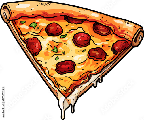 Illustration of Pepperoni Pizza Slice