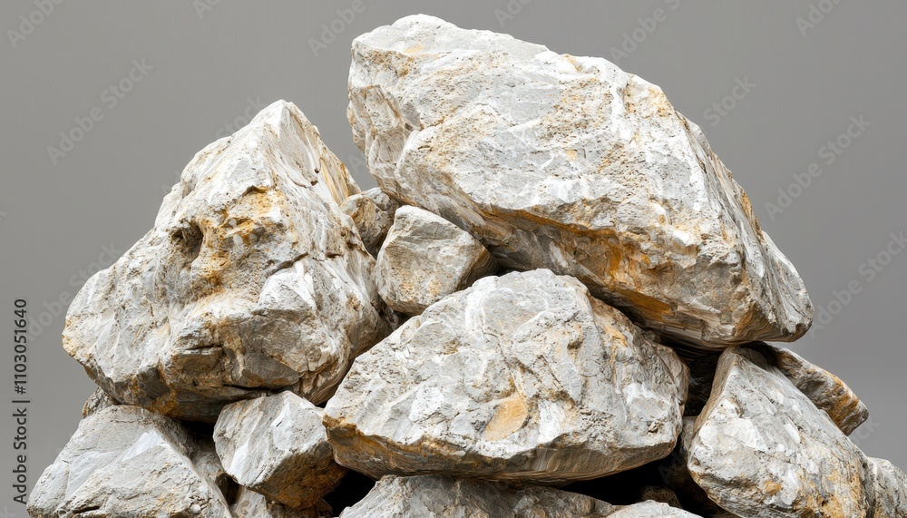 Raw stone structures with smooth finishes against a subtle gray backdrop modern and elegant design emphasizing natural and geometric harmony Raw stone structures with smooth finishes against a subtle gray backdrop modern and elegant design emphasizing natural and geometric harmony