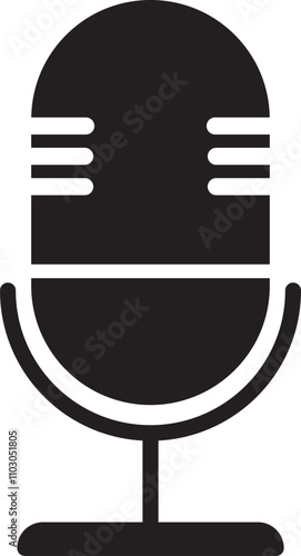 Microphone icon set. Different microphone collection. Podcast mike, journalist microphone, karaoke, conference. 