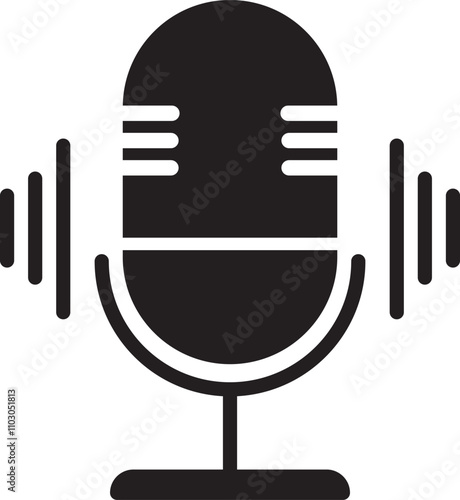 Microphone icon set. Different microphone collection. Podcast mike, journalist microphone, karaoke, conference. 