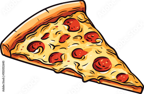Illustration of Pepperoni Pizza Slice