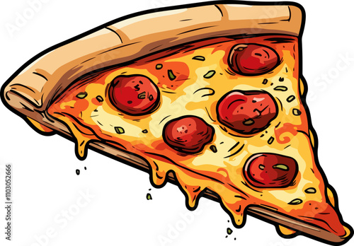 Illustration of Pepperoni Pizza Slice