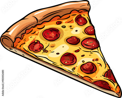 Illustration of Pepperoni Pizza Slice