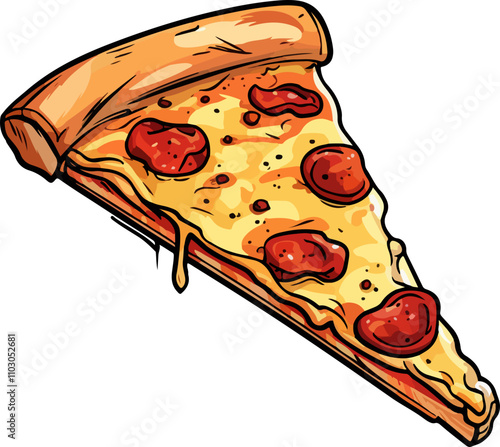 Illustration of Pepperoni Pizza Slice
