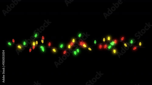 Colorful Holidays Party Lights String Overlay Element with Alpha Channel