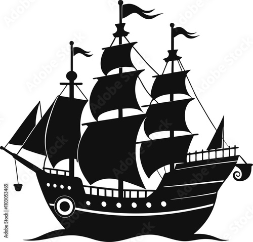 silhouette of ship