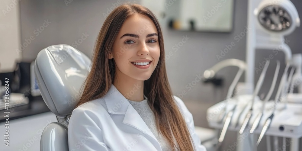 Young woman undergoing dental checkup with professional using dental equipment for healthy smiles and oral hygiene care. Young woman undergoing dental checkup with professional using dental equipment for healthy smiles and oral hygiene care.