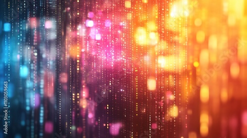 Wallpaper Mural Colorful digital rain, cyber data concept, glowing lights Torontodigital.ca