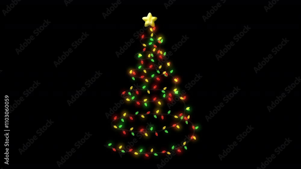 Colorful Lights Christmas Tree Overlay Element with Alpha Channel Colorful Lights Christmas Tree Overlay Element with Alpha Channel