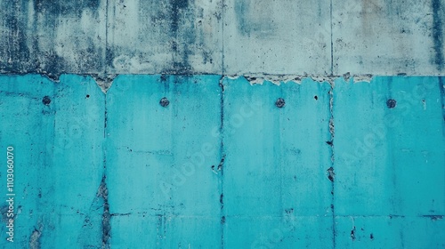 Textured soft blue concrete wall with a weathered finish, featuring visible seams and imperfections, ideal for a horizontal banner background.