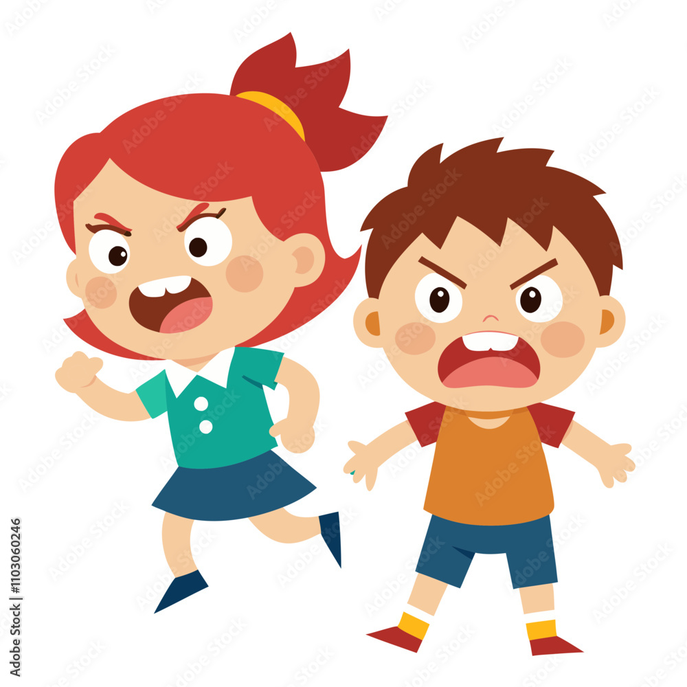 angry kids illustration. angry kids illustration.
