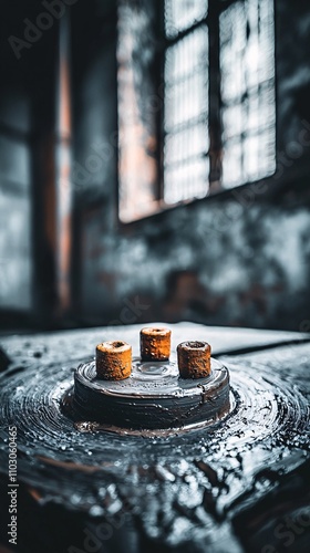 Handmade ceramics, potter shaping clay on a spinning wheel, earthy tones, natural light streaming in, details of textures and craftsmanship, focus on authenticity and process