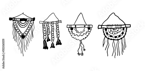 Macramé Hand-Drawn Set | Doodle Vector for Craft Designs