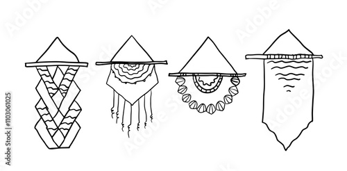 Macramé Hand-Drawn Set | Doodle Vector for Craft Designs