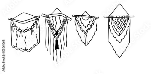 Macramé Hand-Drawn Set | Doodle Vector for Craft Designs