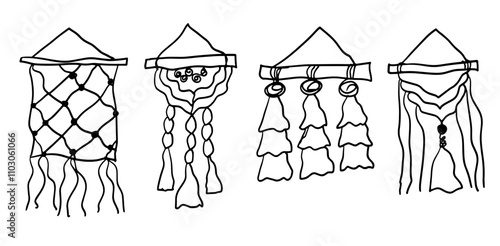 Macramé Hand-Drawn Set | Doodle Vector for Craft Designs