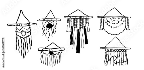 Macramé Hand-Drawn Set | Doodle Vector for Craft Designs