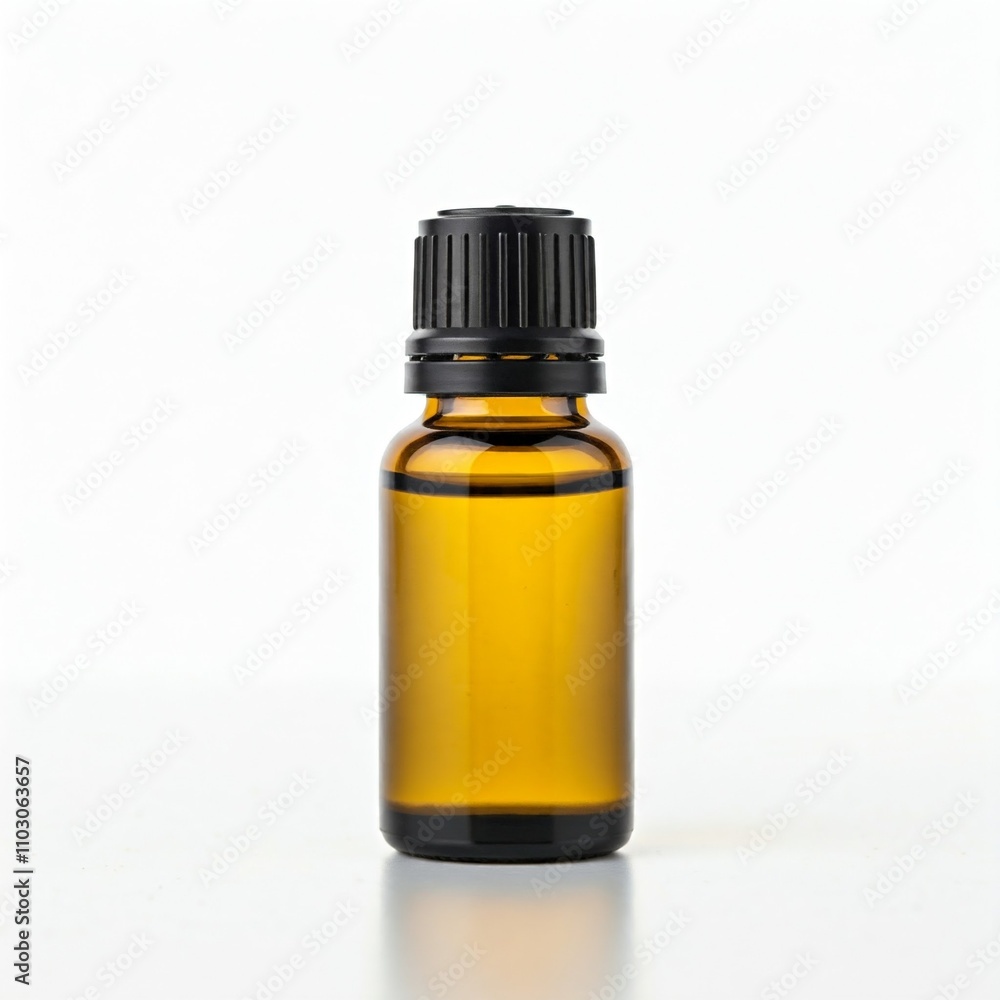 amber glass bottle with black lid isolated on white background empty essential oil bottle product mockup amber glass bottle with black lid isolated on white background empty essential oil bottle product mockup