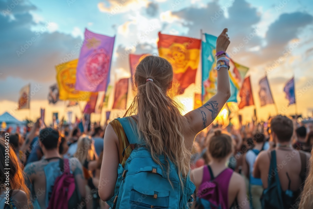 Flags Flying High at Sunset Festival Flags Flying High at Sunset Festival