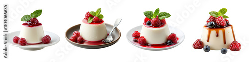 Panna Cotta, isolated on white background. Collection PNG.