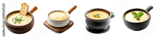 Fondue with sauce, isolated on white background. Collection PNG.