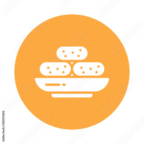 Croquette vector gylph Circle Icon. Eps 10 file
