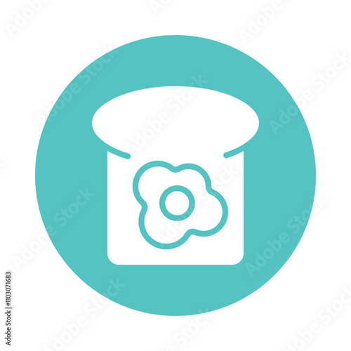 Bread Omelette vector gylph Circle Icon. Eps 10 file