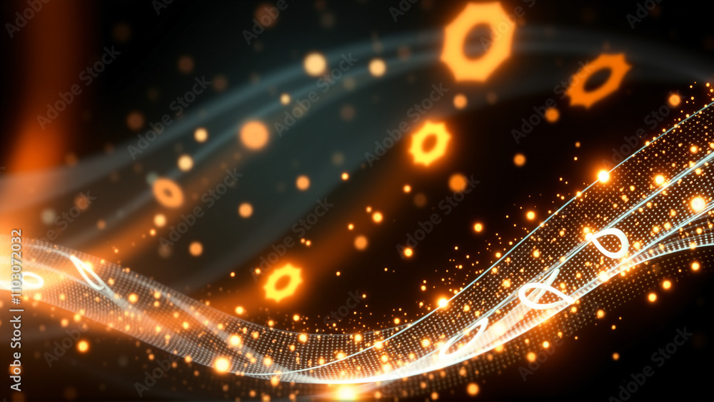 Digital wave pattern with binary code and glowing particles in a futuristic design Digital wave pattern with binary code and glowing particles in a futuristic design
