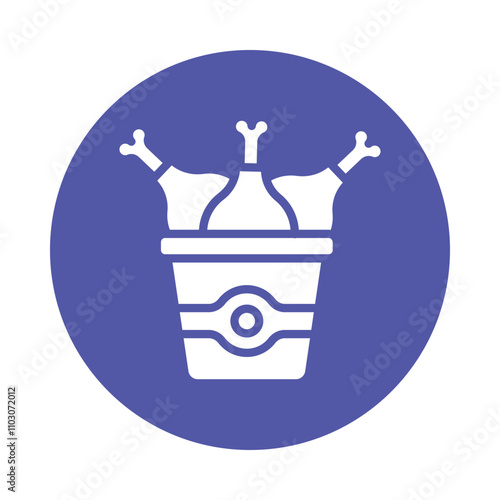 Bucket Chicken vector gylph Circle Icon. Eps 10 file