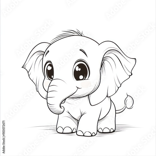 Here's a suggested  and keywords for your stock photo.. Adorable cartoon baby elephant illustration. photo