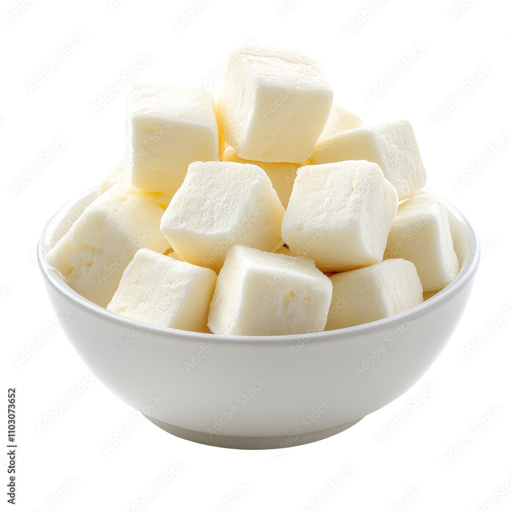 A bowl full of white cubes Transparent Background A bowl full of white cubes Transparent Background
