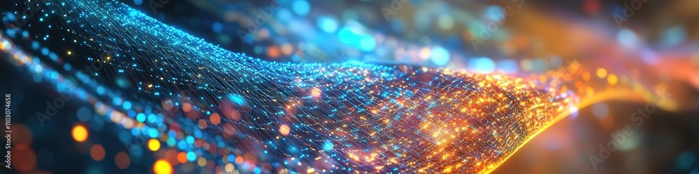 Glowing digital wave with sparkling particles. Glowing digital wave with sparkling particles.