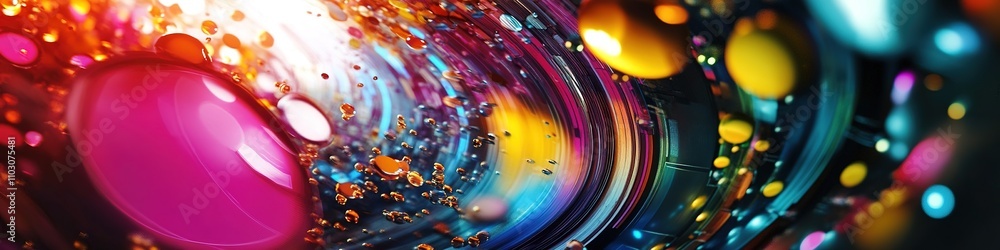Vibrant swirl of colorful oil bubbles on water Vibrant swirl of colorful oil bubbles on water