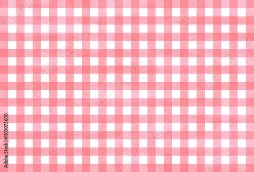 水彩風チェック柄_ピンク