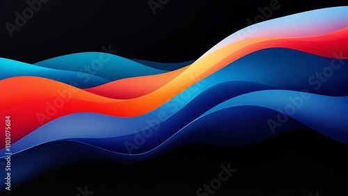 Vibrant orange teal white psychedelic grainy gradient color flow wave on black background, music cover dance party poster design