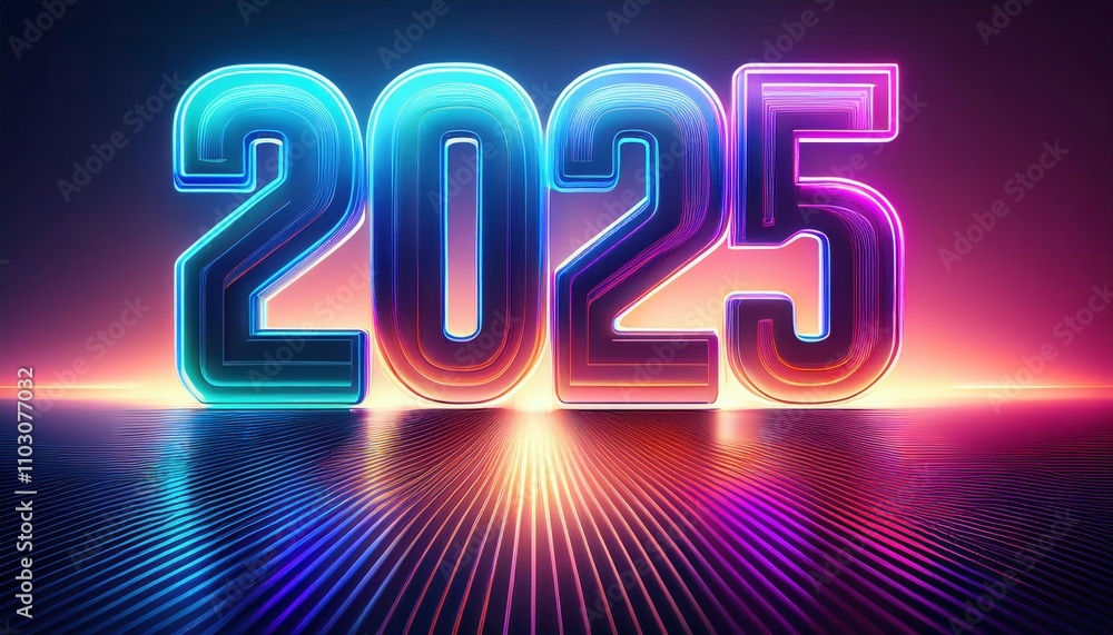 Neon 2025: A vibrant, futuristic rendering of the year 2025 in bold, neon colors, creating a dynamic and energetic visual for the new year. Neon 2025: A vibrant, futuristic rendering of the year 2025 in bold, neon colors, creating a dynamic and energetic visual for the new year.