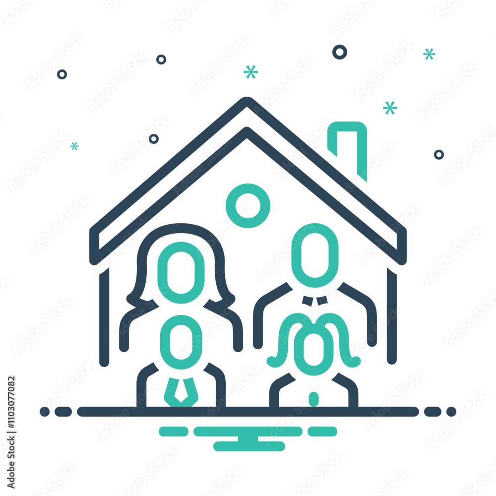 Mix icon for family house Mix icon for family house