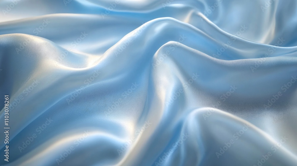Obraz premium Macro view of shimmering blue silk fabric with elegant waves creating a soft, flowing texture and an abstract textile backdrop.