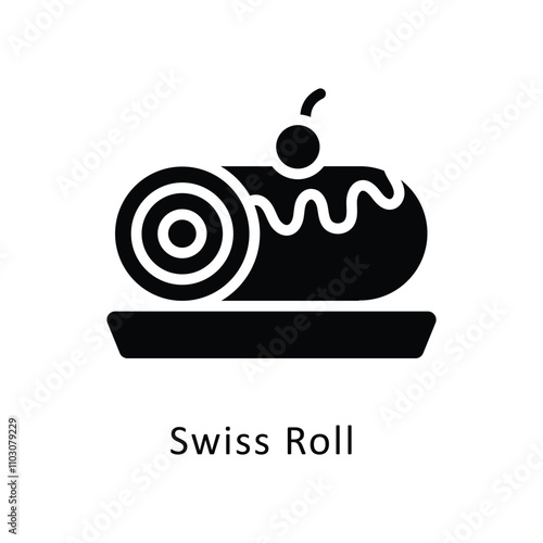 Swiss Roll vector gylph Icon. Eps 10 file