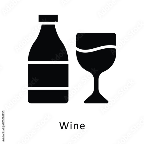 Wine  vector gylph Icon. Eps 10 file