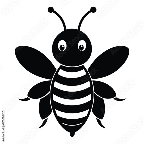 Cute bee silhouette vector Illustration