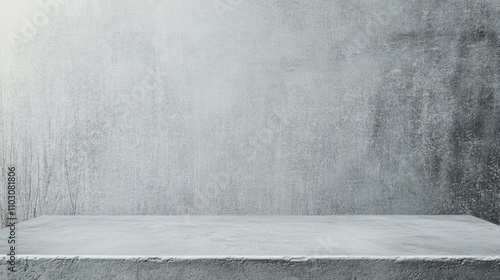 A stark gray surface offers a perfect stage against a textured wall, inviting artistic endeavors, product showcases, or creative inspirations in a modern setting