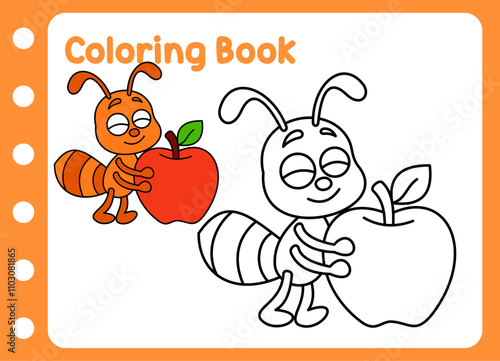 coloring book for kids. cute ant .