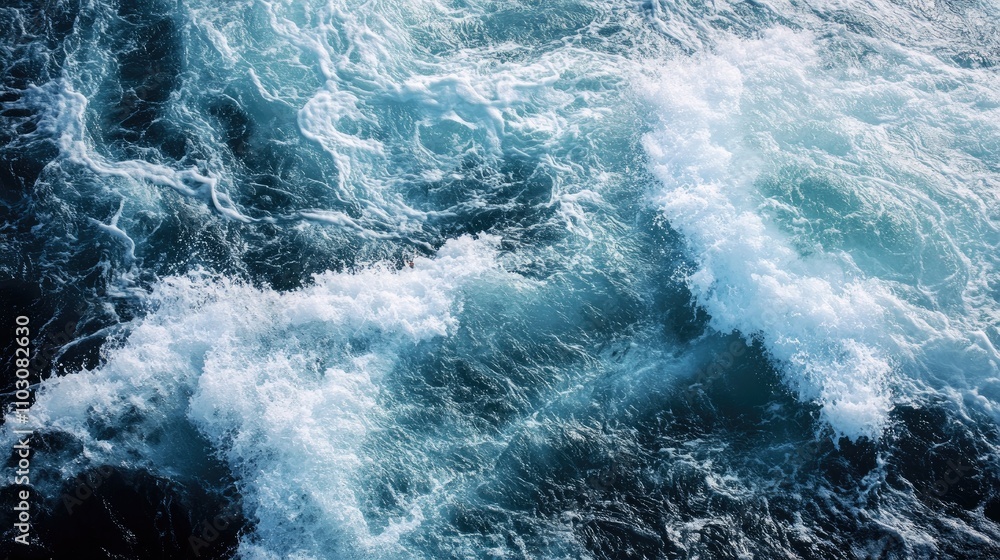 Dynamic interaction of river and sea waves blending, showcasing vibrant water currents and foamy white caps in a mesmerizing aquatic scene. Dynamic interaction of river and sea waves blending, showcasing vibrant water currents and foamy white caps in a mesmerizing aquatic scene.